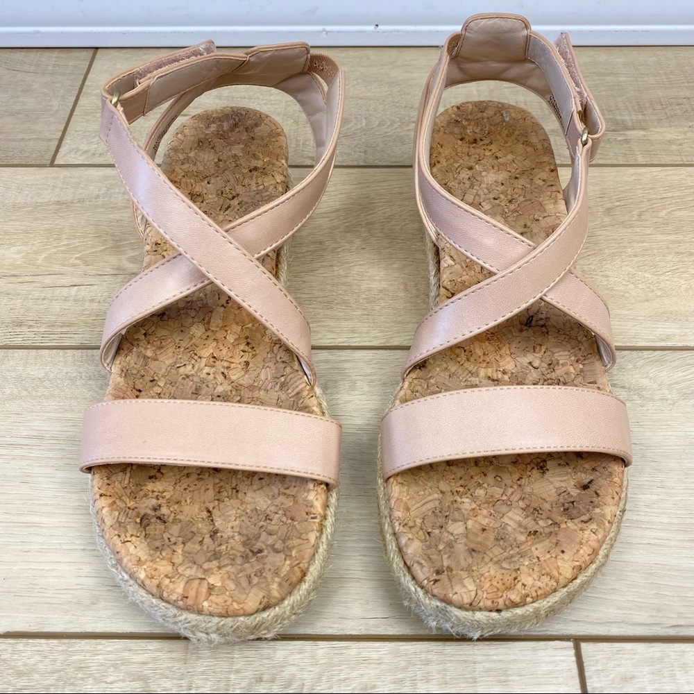 ADRIENNE VITTADINI Charlie Espadrille Tan Strappy Vegan Leather Sandals Size 7.5 - Picture 2 of 10